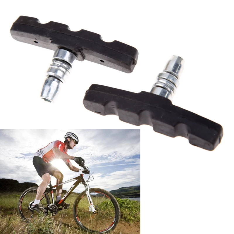 Pastillas de freno de bicicleta V de 4 pares tuercas hexagonales negras y rojas