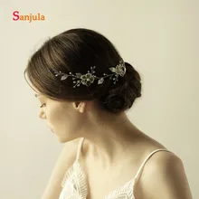 Ручной работы Цветы из органзы невесты повязка на голову с жемчужной отделкой листьями Высокое качество Женские аксессуары для волос bijoux(украшения своими руками) cheveux mariage H39