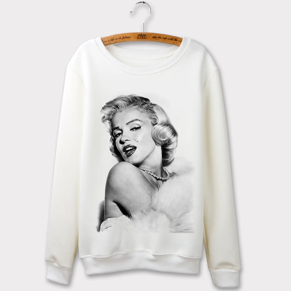 

Femme fashion Sweatshirt Sexy Marilyn Monroe 3D Print Women Hoodies Sweatshirts Hooded O-neck sudaderas de mujer