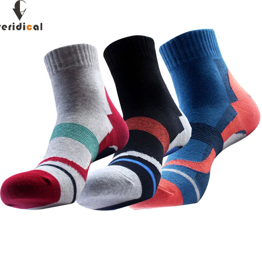 

VERIDICAL brand socks men 100 cotton breathable compression pants socks 5 pairs/lot colorful Standard Short meias Fit EU39-45