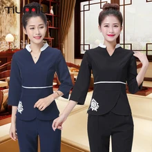 Лабораторный набор куртка+ брюки официант в отеле авиационная форма женщины длинный рукав медицинская Униформа леди салон красоты спа Мода Рабочая форма