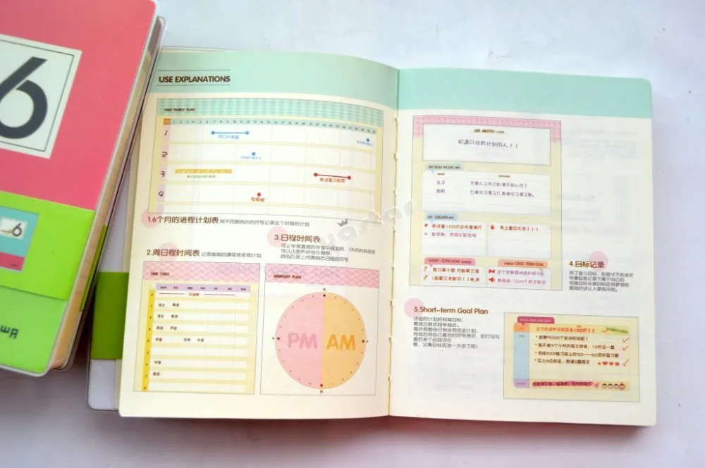Студенческий график Еженедельный Ежемесячный план конфетный цвет блокнот дневник блокнот полугодовой план 6 месяцев программа cuaderno lindo
