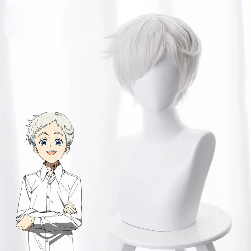 Обещанный Neverland Белый Короткие волосы ежедневно косплэй парик для обувь девочек взрослых костюм Норман анимация новый аниме