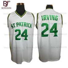 

BONJEAN Cheap Kyrie Irving 24 St. Patrick High School White Basketball Jersey Throwback Sewn Shirt Any Size Free Shipping