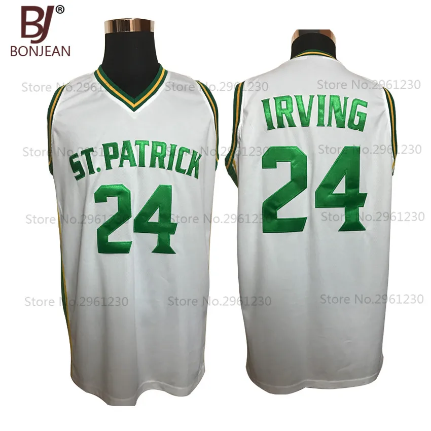Prix pour BONJEAN Pas Cher Kyrie Irving 24 St. Patrick Lycée Blanc Basket-Ball Jersey Régression Cousu Chemise Toute Taille Livraison Gratuite Prix pour BONJEAN Pas Cher Kyrie Irving 24 St. Patrick Lycée Blanc Basket-Ball Jersey Régression Cousu Chemise Toute Taille Livraison Gratuite