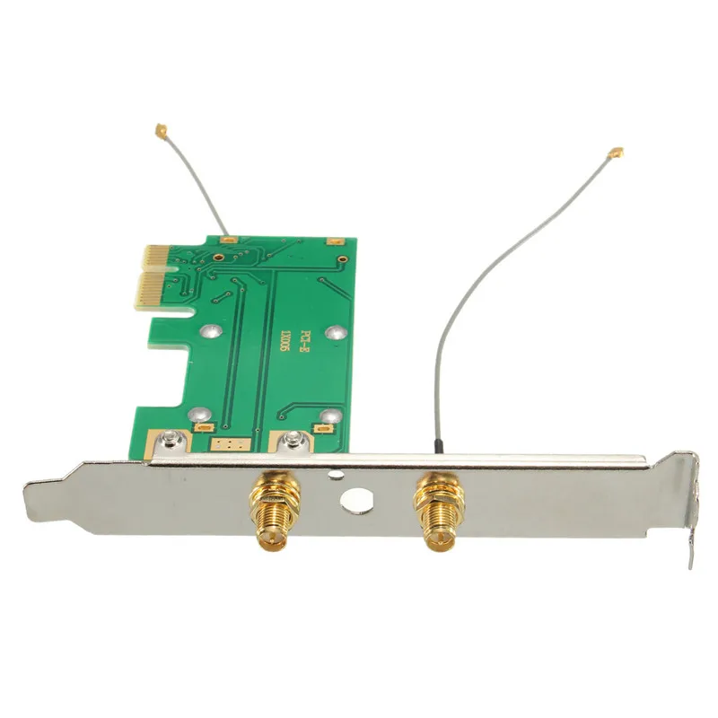 

S SKYEE 120mmX70mmX17mm Mini Wireless WIFI Mini PCI-E Card To PCI-E Wlan Adapter Expansion Network Card 2 Antenna For Desktop