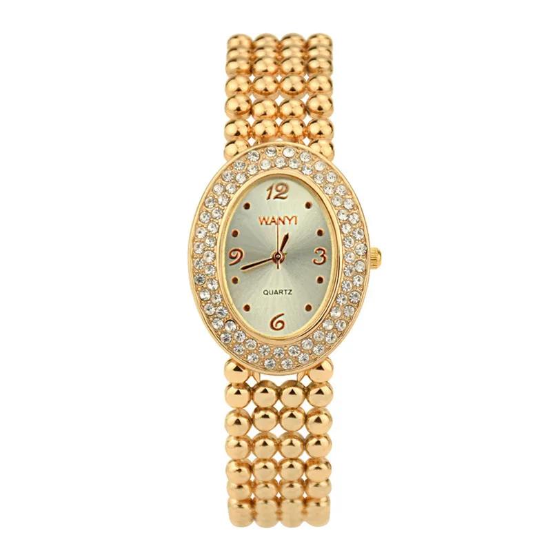 Oval Small Dial Watches For Women Elegant Rhinestone Bracelet Watch