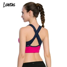 LUKITAS Women Fitness Sexy Straps Quick Dry Breathable Elastic Yoga Jogging Gym Exercise Cross Straps Removable Pad Sports Bra