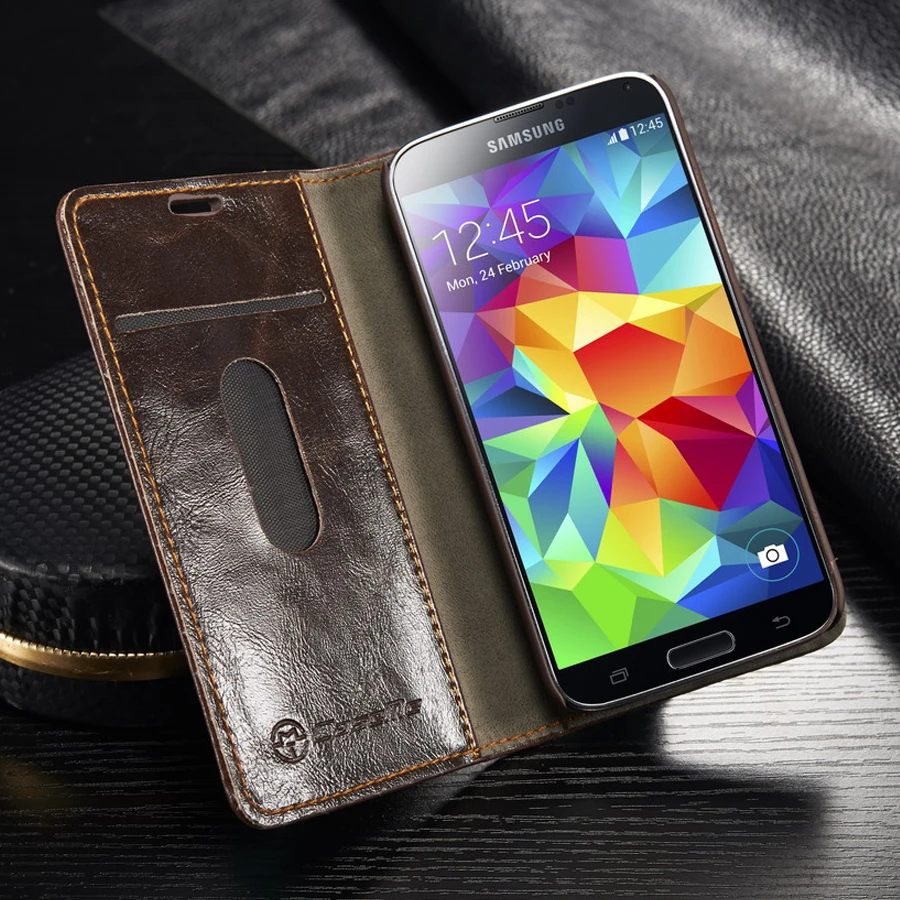 De Lujo Original del teléfono caso de la sFor Fundas Samsung Galaxy S5 caso Coque Samsung S5 mini G800 Auto billetera magnética cubierta