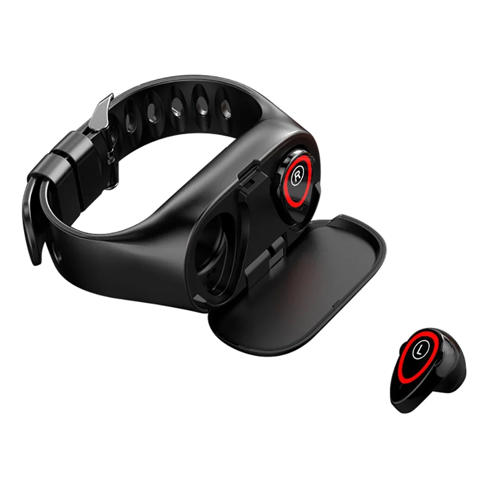 Fone de Ouvido 2 em 1 Mais Novo Estilo Inteligente Pulseira Relógio Bluetooth Monitor Freqüência Cardíaca 15 Dias Standbys Esporte m1 21 inteligente pulseira relógio bluetooth fone de ouvido