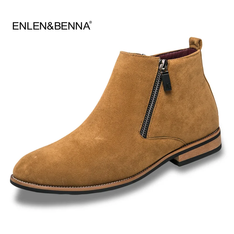 Couro Pretas Homens Outono Zip Os Sapatos Para Bege 2017 Chelsea Borracha De Camurça Vestem Causais Se laranja preto Boots Qualidade Botas Alta Ankle 8PnpnAxq