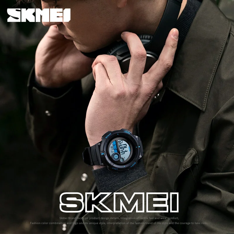 

2019 SKMEI Outdoor Sport Watch Men Digital Wristwatch 5bar Waterproof WeekDisplay 2 Time Alarm Clock Men Watches Erkek Kol Saati