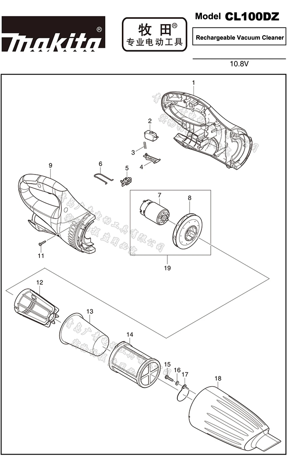 Japan Makita Vacuum Cleaner Cl100dz 
