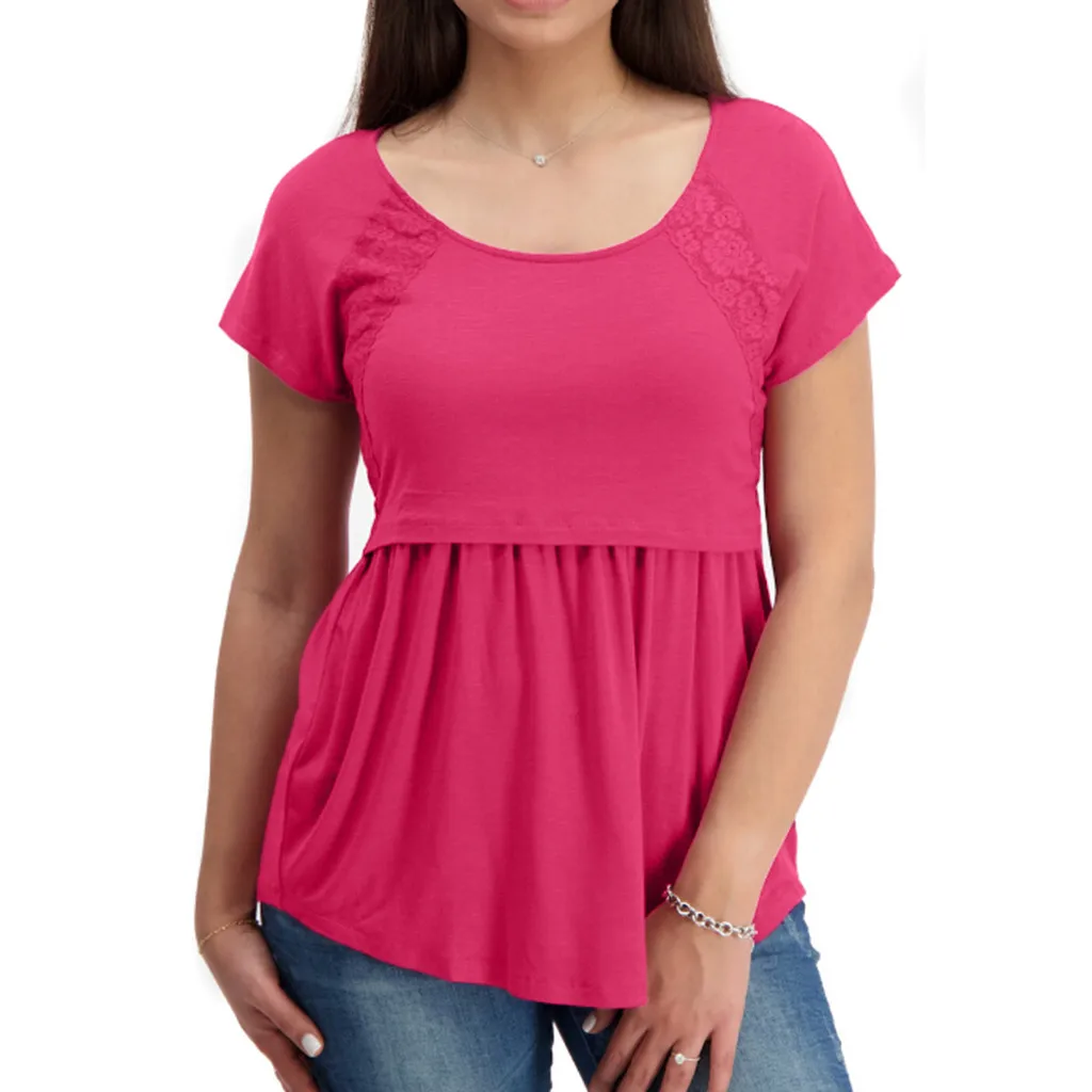 

2XL Women Pregnancy Shirt Short Sleeve Tops Nusring Baby Maternity Blouse Clothes plus size maternity fashion women mater z0425