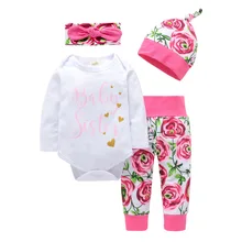 1set/lot Child Woman Garments set ladies Outfit cotton Jumpsuit Bodysuit Floral Pants clothes Set pants and headband bow