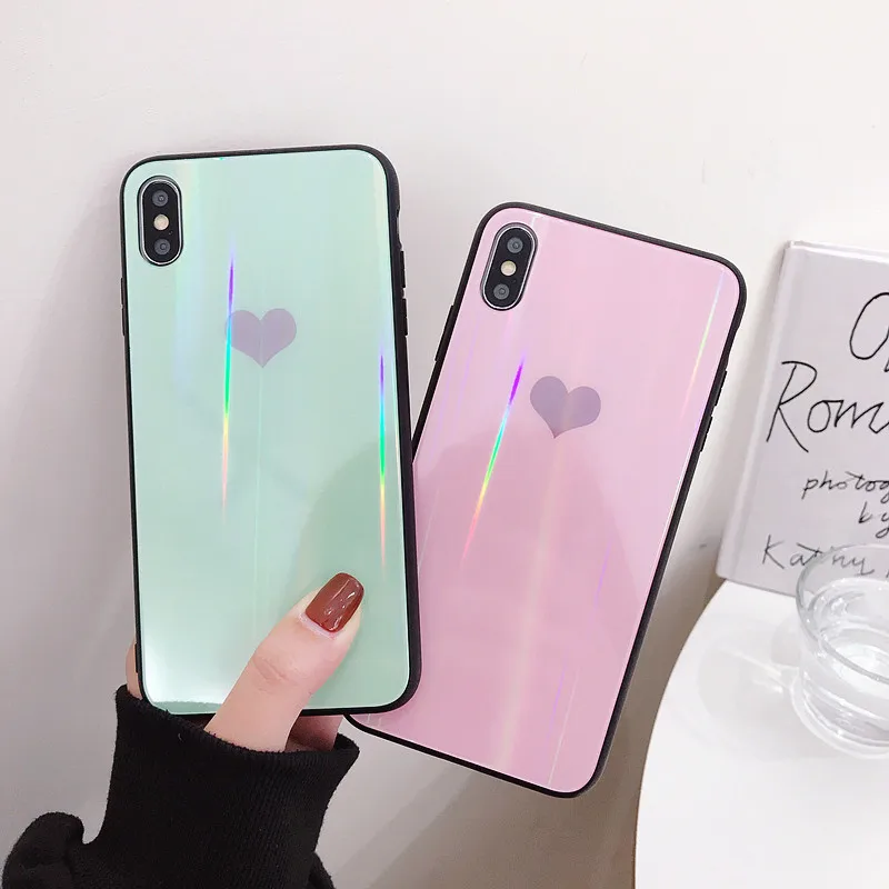

Laser Love Heart Tempered Glass Case For Vivo Y66 Y67 Y71 Y75 Y79 Y83 Y85 Y93 Y97 V11 V11i V15 x27 X23 X21i X7 X9 X9S X20 Plus