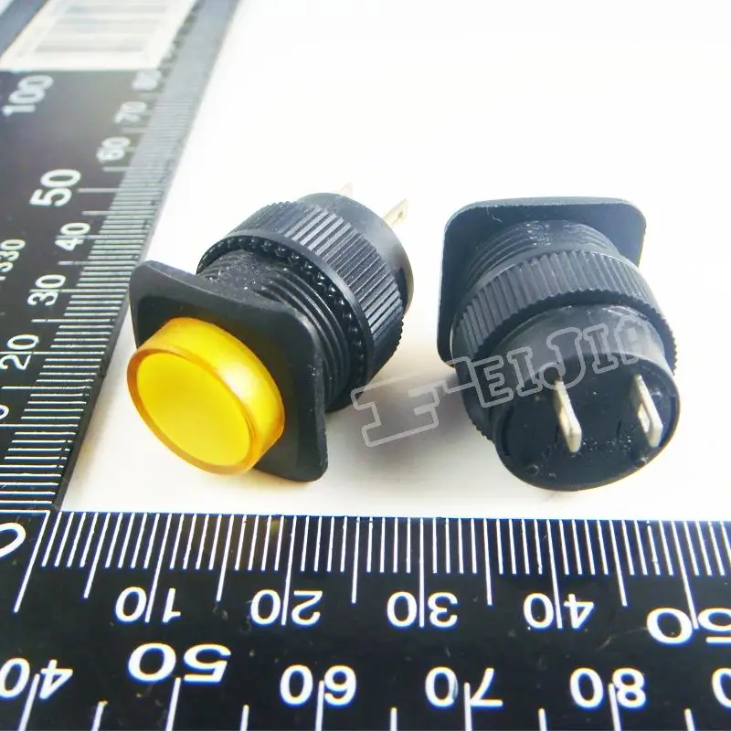 

R16-504B Button color Yellow 1A/250V 2Pin Non Self-locking Push Button Switch (Self reset switch)10Pcs/lot