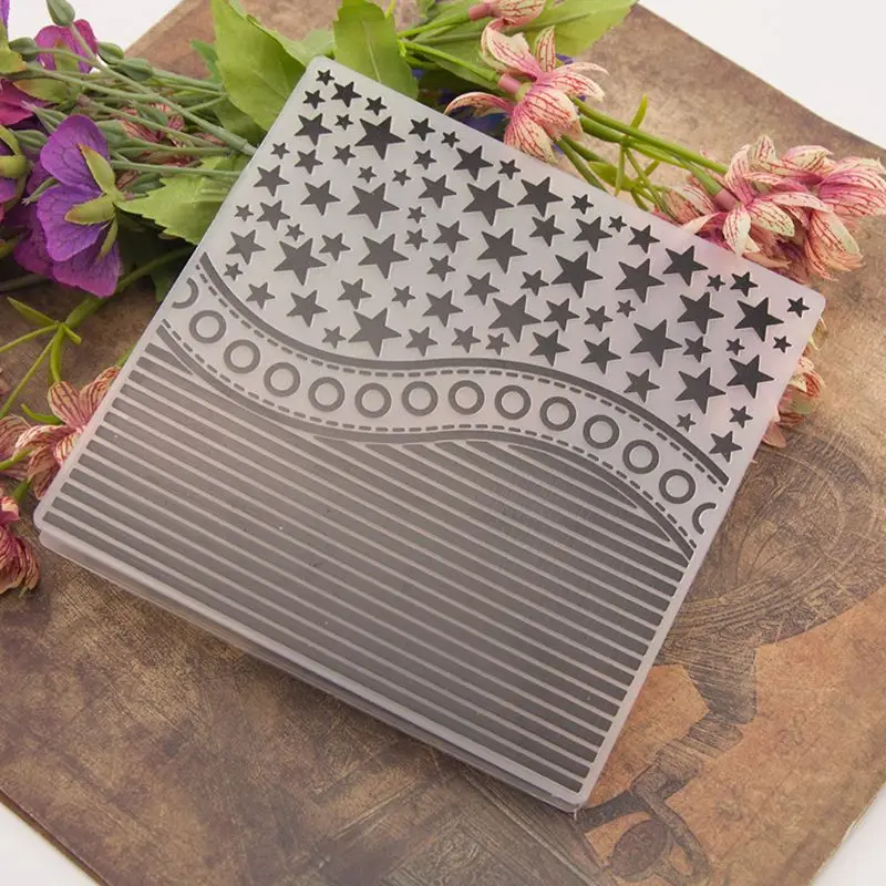 Пластиковый с тиснением шаблон папки для DIY альбом для скрапбукинга карты звезда Round-S001