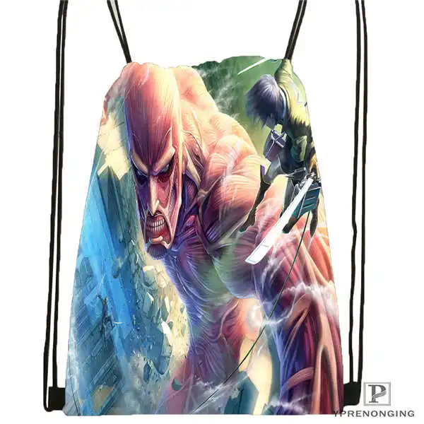 Пользовательские Eren Jaeger Shingeki No Kyojin Аниме походная сумка на шнурке милый рюкзак дети ранец(черная спина) 31x40 см#2018612-01-30 - Цвет: Drawstring Backpack