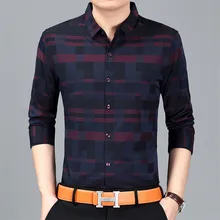 Мужская рубашка деловая повседневная мужская рубашка 2019новое поступление Мужская известная брендовая одежда мужская клетчатая рубашка с длинным рукавом мужская рубашка