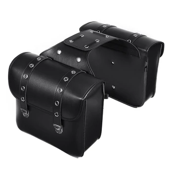 

2Pcs PU Leather Side Saddle Bag Storage Large For Harley Sportster XL883/1200
