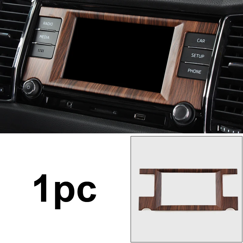 

1pc for SKODA KODIAQ Navigation panel Decoration frame Mahogany pattern Interior decoration