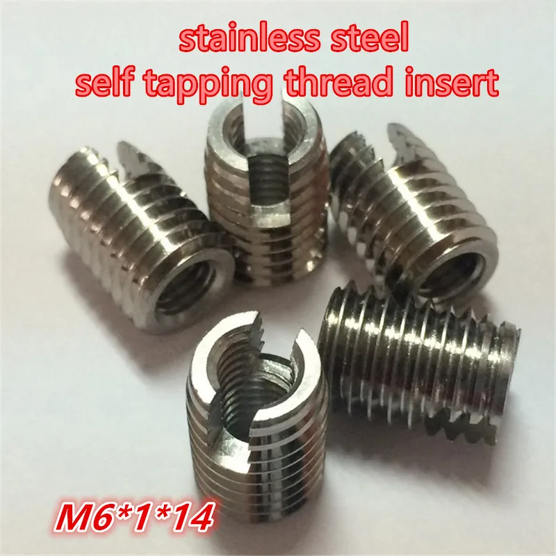 20pcs M6*1.0 Self Tapping Thread Inserts 302 Slotted Type Screw Bushing