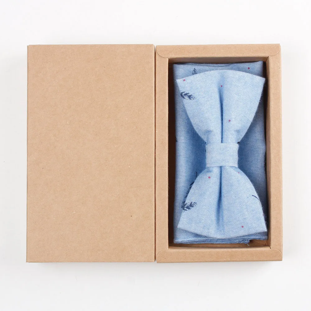 Для мужчин галстук бабочка карман квадратный платок костюм набор с подарочной коробке Хлопок перо Птица Листья Жених провечерние м бабочка - Цвет: Color 9