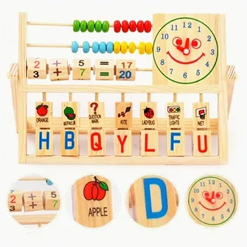 

Learning toys Multifunction watch smiley shelf computer education early learning educational wooden Toys