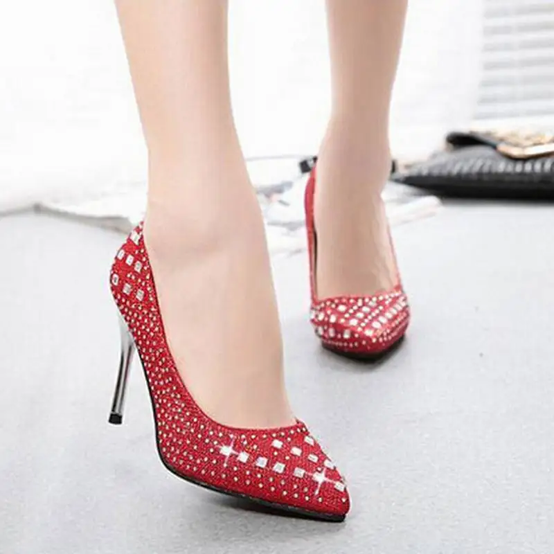 Nice New Fashion Womens Rhinestones Pumps Pointed Toe Womens High Heels