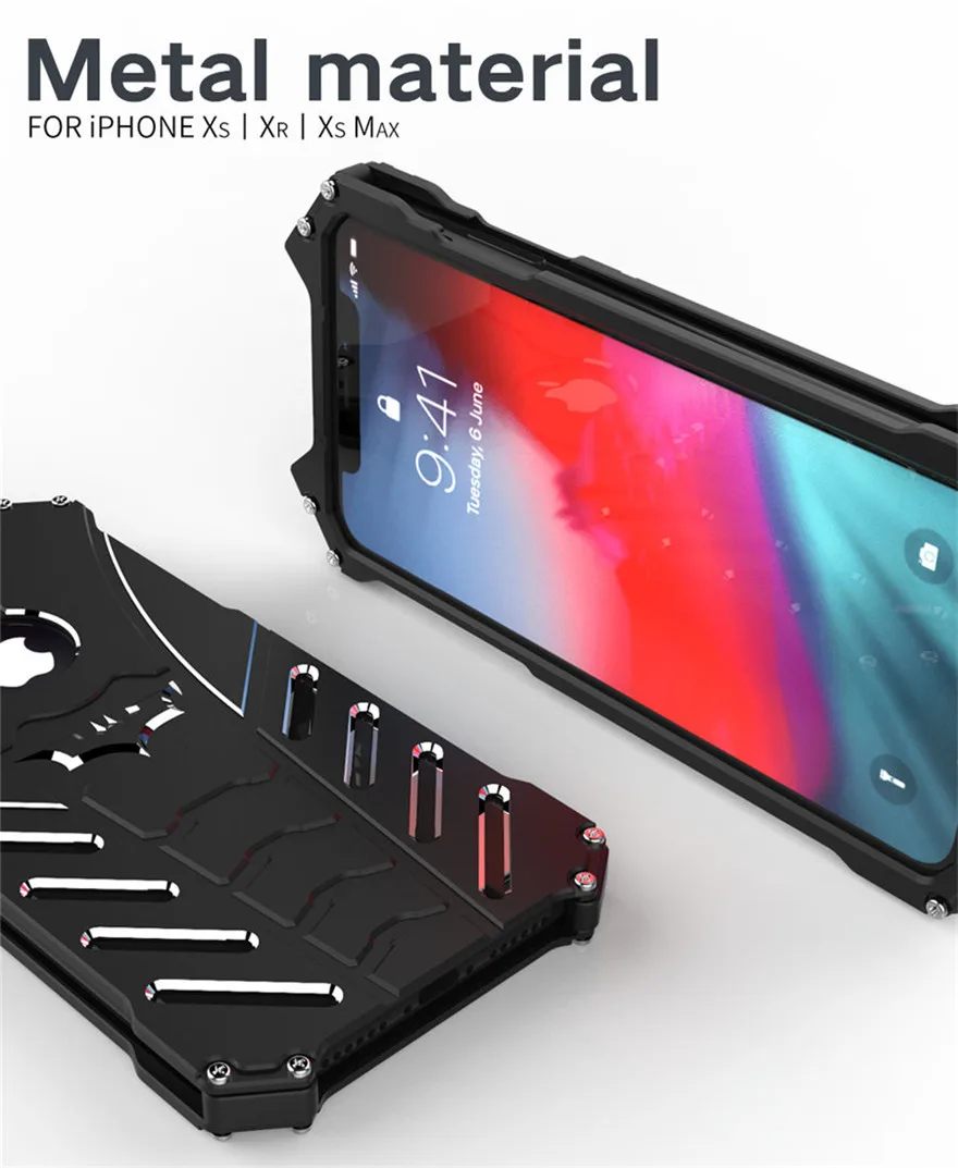 For iPhone XS Max Case Original R-JUST Batman Armor Aluminum Metal For iPhone X XS XR Case Shockproof Coque (3)