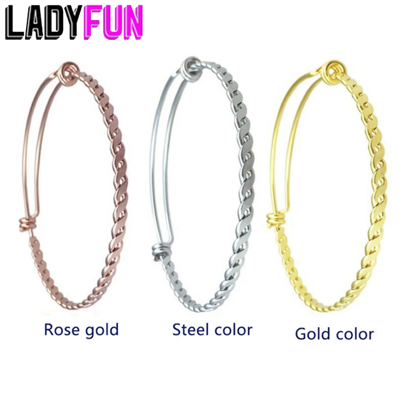 

Ladyfun 10pcs Stainless Steel Twist Bracelet Bangle Never Fade Fashion Jewelry Adjustabale Wire Cuff Bracelet For Jewelry Making