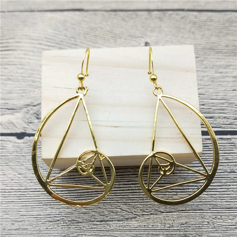 

New Spiral with Triangle Drop Earrings Fibonacci Pendant Ratio Psychology Dangle Earrings Women