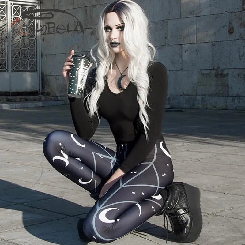 

ImilyBela Gothic High Waist Bodycon Leggings Sexy Printed Black Pencil Pants Casual Trousers Autumn Streetwear Punk Style Legins