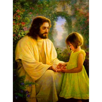 

Diamond mosaic full square diamond embroidery beads religion Jesus and gril diamond cross-stitch kits handwork painting #BR44