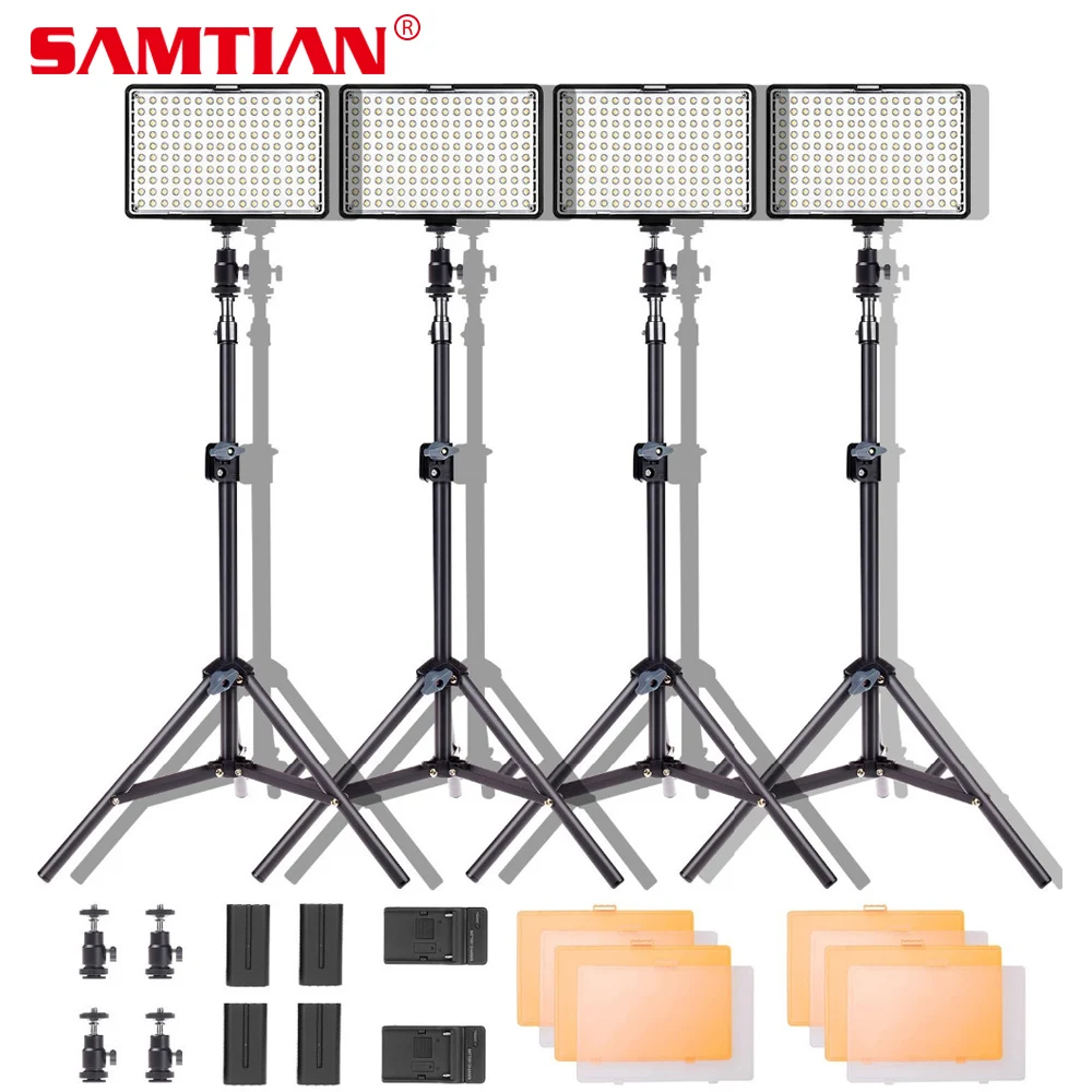 Beste SAMTIAN LED Video Licht 4 in 1 Fotografie Verlichting Kit 160 LED Camera Studio Foto Video Light Lamp Voor Nikon canon DSLR Camera