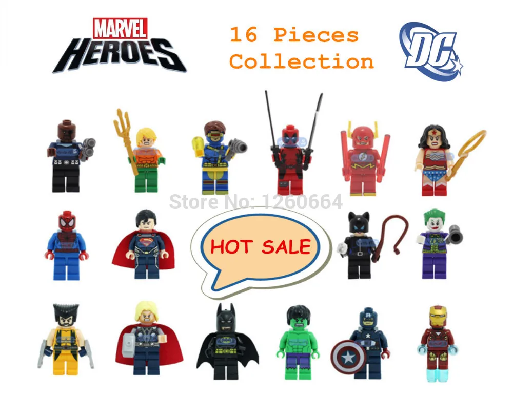 

16pcs/Lot Collection DC Marvel The Avengers Bricks Toy Mini Man Building Blocks Compatible With Lego