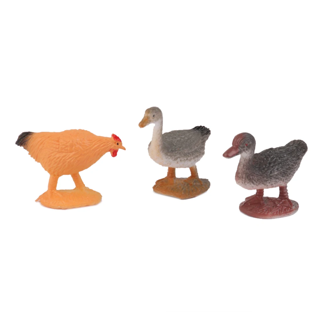 12pcs Plastic Goat Cat Donkey Pig Dog Sheep Animal Model Toy 12pcs Multi-color 12pcs attractive animal models for children