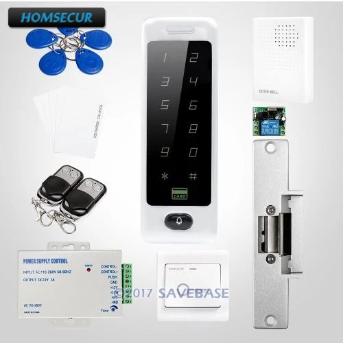 

HOMSECUR Rectangle Silver 125Khz RFID Access Control System With Touch Keypad + NO Strike Lock Easy To Install