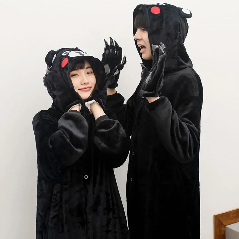 Kigurumi черная Пижама Kumamon аниме косплей костюмы на Хэллоуин мишка комбинезоны