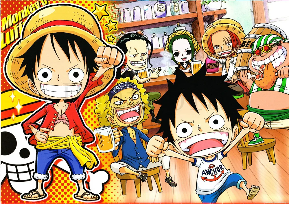 Плакаты Луффи Аниме ONE PIECE бумага с белым покрытием принты четкое изображение