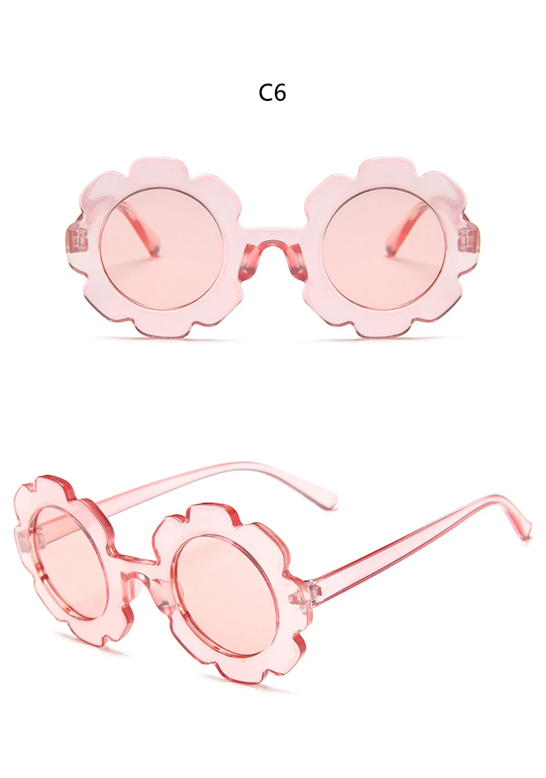 Солнечные очки в форме подсолнуха Дети UV400 Модные круглые детские солнцезащитные очки летние милые Солнцезащитные очки маленькие девочки мальчики яркие оттенки