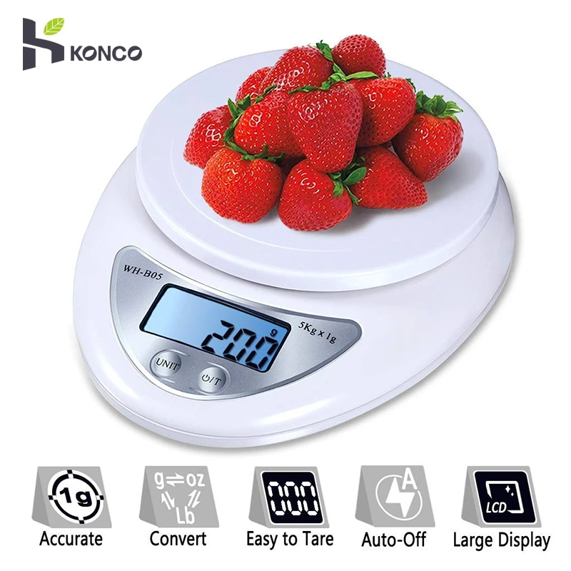 

KONCO Digital Kitchen Scale Food Scale, Multifunction LCD Display Baking and Cooking Scale, Electronic Digital Kitchen Scale