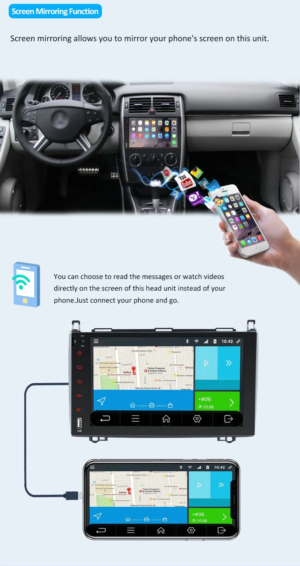 Best Octa Cores Android 9.0 Radio WIFI 2din GPS Head unit for Mercedes Benz B200 A B Class W169 W245 Viano Vito W639 Sprinter W906 BT 9
