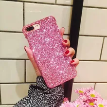 

DULCII Phone Case for iPhone X 8 7 Plus 6 6s Plus Glitter Powder Rhinestones Decorated PC Hard Back Cover for iPhone 6 Capa
