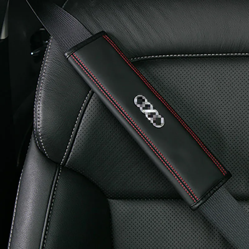 ShinMan 2x Кожаный Автомобильный Брелок с подкладка под ремень безопасности, накидка на плечи для Audi A3 8 P A4 B7 B8 A6 C6 A8 TT Q7 Q3 Q5 S6 S3 - Название цвета: For Audi