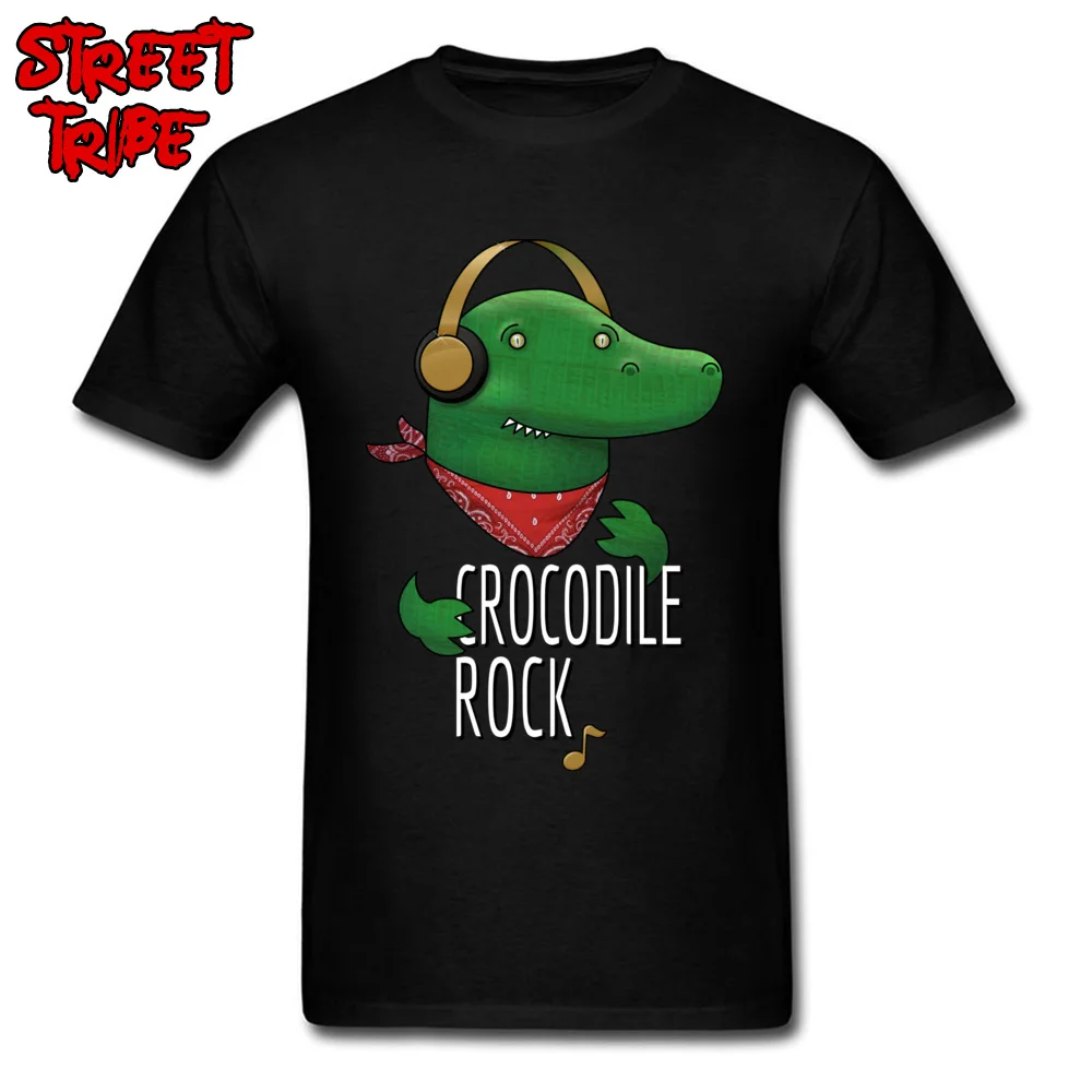 Crocodile rock Casual T-shirts for Men 100% Cotton Summer Autumn Tops Shirts Casual Tee-Shirt Short Sleeve Brand New Round Neck Crocodile rock black