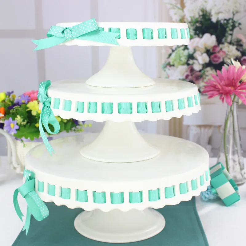 Ceramic White Cake Plate Ribbon Ceramic White Cake Plate Ribbon