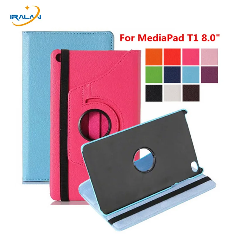 

2018 Hot 360 Rotating Flip stand PU Leather Cover For Huawei MediaPad T1 8.0 T1-821 T1-821W T1-823L S8-701U S8-701W Tablet Case