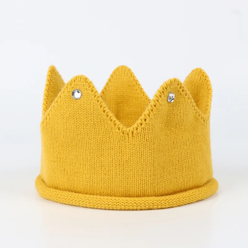 Детская шапка с короной; реквизит для фотосессии; сезон осень-зима; вязаная шапка для новорожденных девочек и мальчиков; тюрбан; шапка для малышей; Casquette Enfant - Цвет: style2 yellow